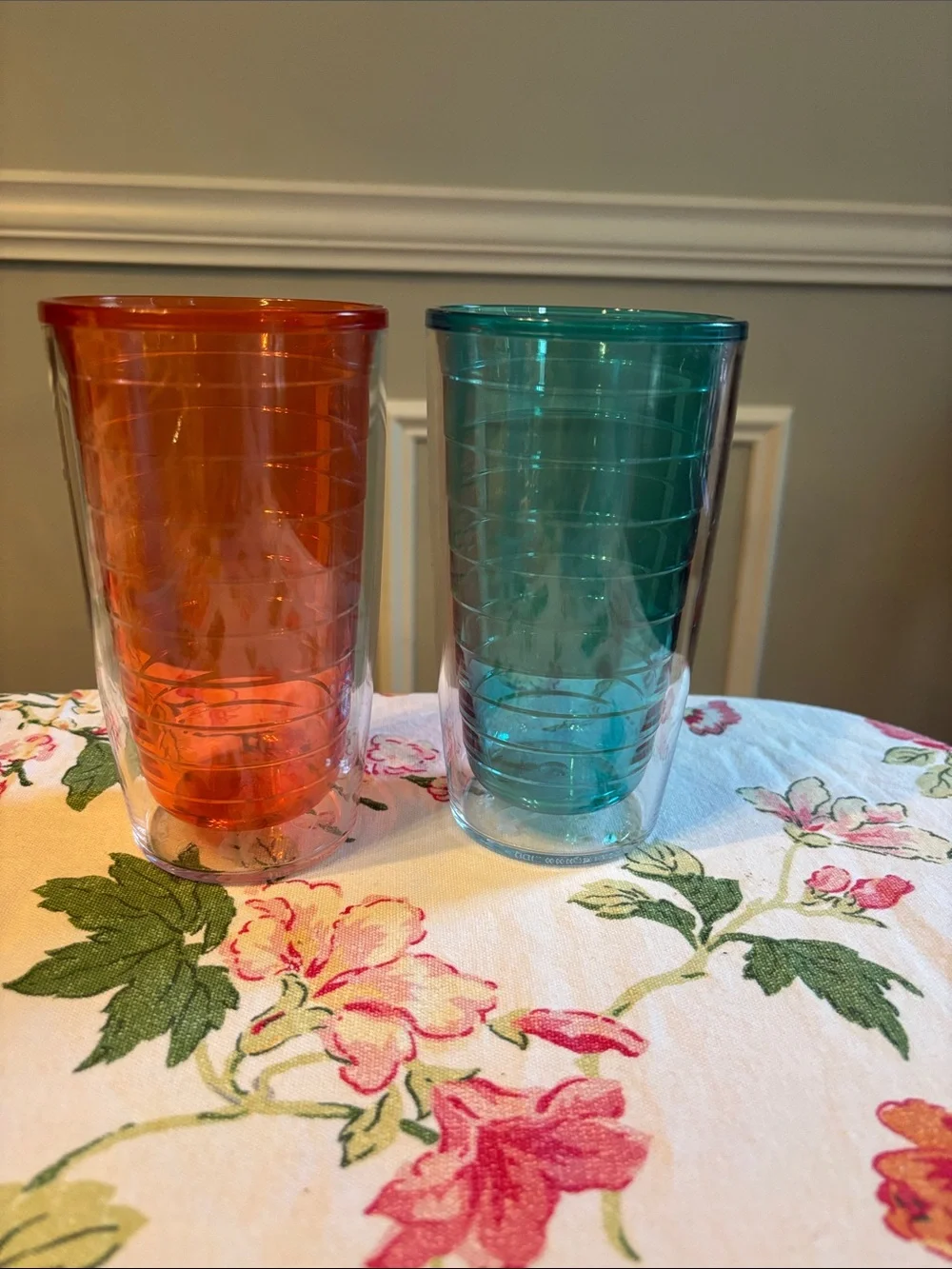 Tervis Tumbler Double-Walled Orange & Teal Tumbler Set - Home Dining Never Used